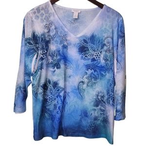 Graphic Three Quarter Sleeved T from Weekend by Chico's